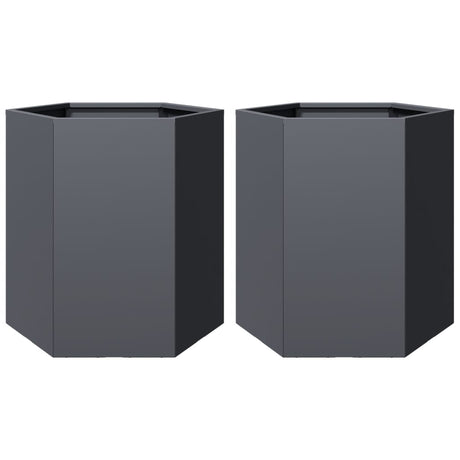 Vidaxx jardinières 2 pcs hexagone 46x40x45 cm acier anthracite