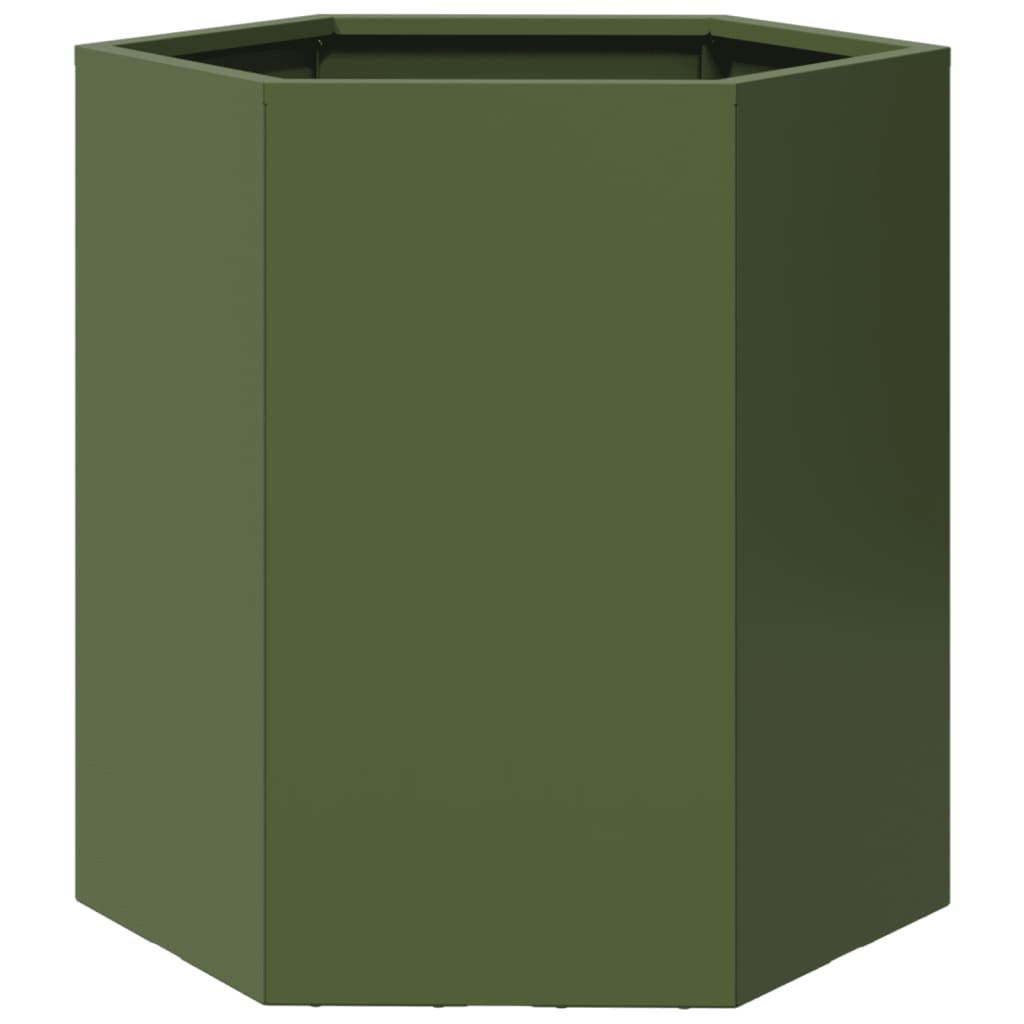 Vidaxx jardinière hexagone 46x40x45 cm acier vert olive