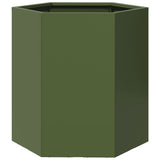 Vidaxx jardinière hexagone 46x40x45 cm acier vert olive