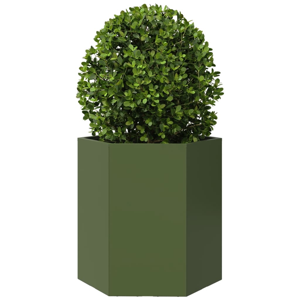 Vidaxx jardinière hexagone 46x40x45 cm acier vert olive