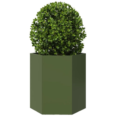 Vidaxx jardinière hexagone 46x40x45 cm acier vert olive