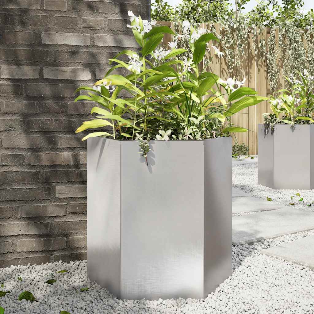 Vidaxx jardinière hexagone 46x40x45 cm acier inoxydable
