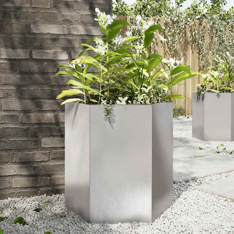 Vidaxx jardinière hexagone 46x40x45 cm acier inoxydable