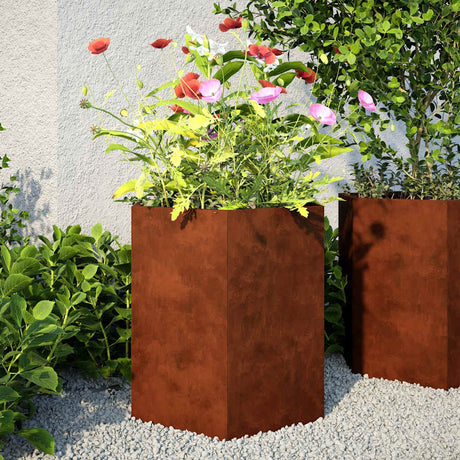 Vidaxx jardinières 2 pcs hexagone 46x40x45 cm acier résistant aux intempéries
