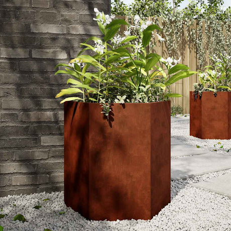 Vidaxx jardinières 2 pcs hexagone 46x40x45 cm acier résistant aux intempéries