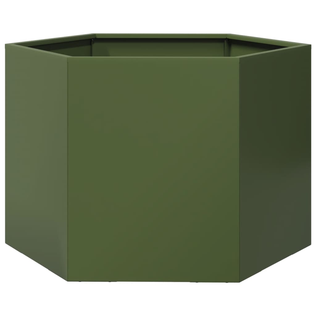 Vidaxx jardinière hexagone 69x60x45 cm acier vert olive