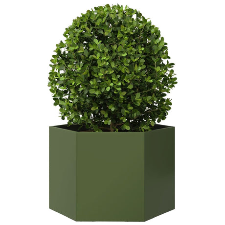 Vidaxx jardinière hexagone 69x60x45 cm acier vert olive