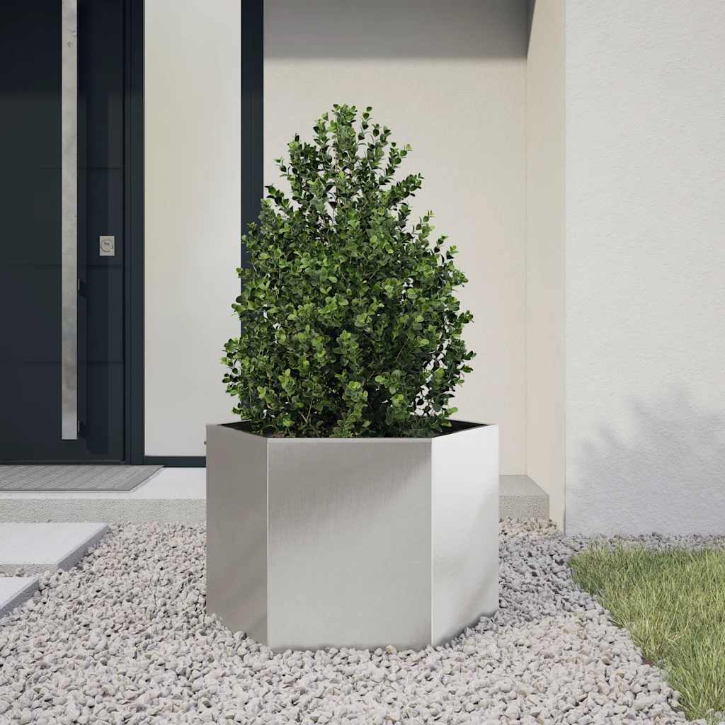 Vidaxx jardinière hexagone 69x60x45 cm acier inoxydable