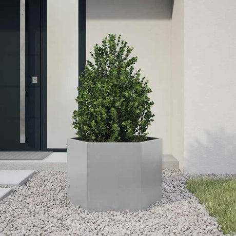 VidaXL Jardinière hexagone 69x60x45 cm en acier galvanisé
