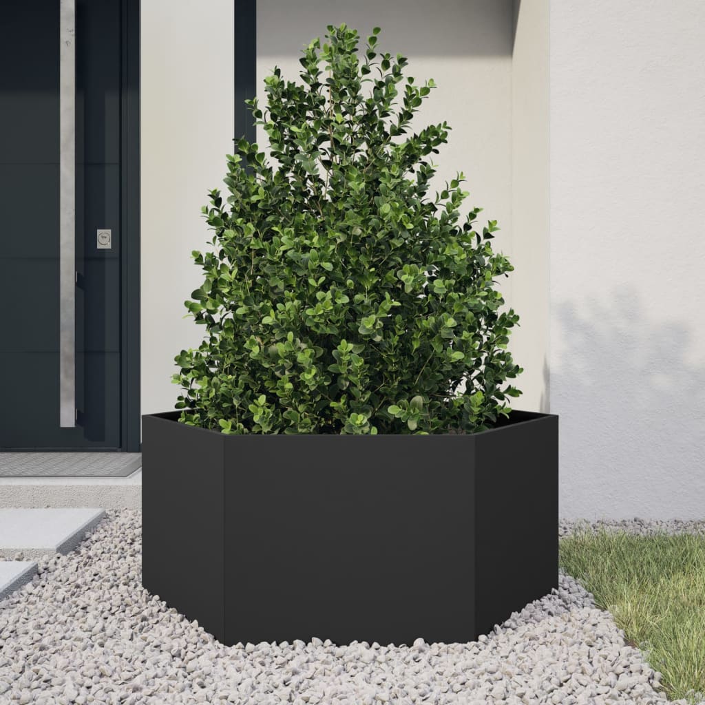 Vidaxx jardinière hexagone 104x90x45 cm acier noir