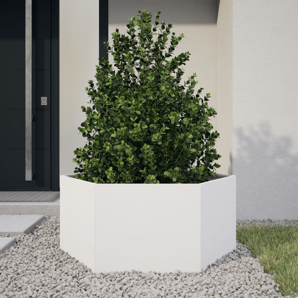 Vidaxx jardinière hexagone 104x90x45 cm acier blanc