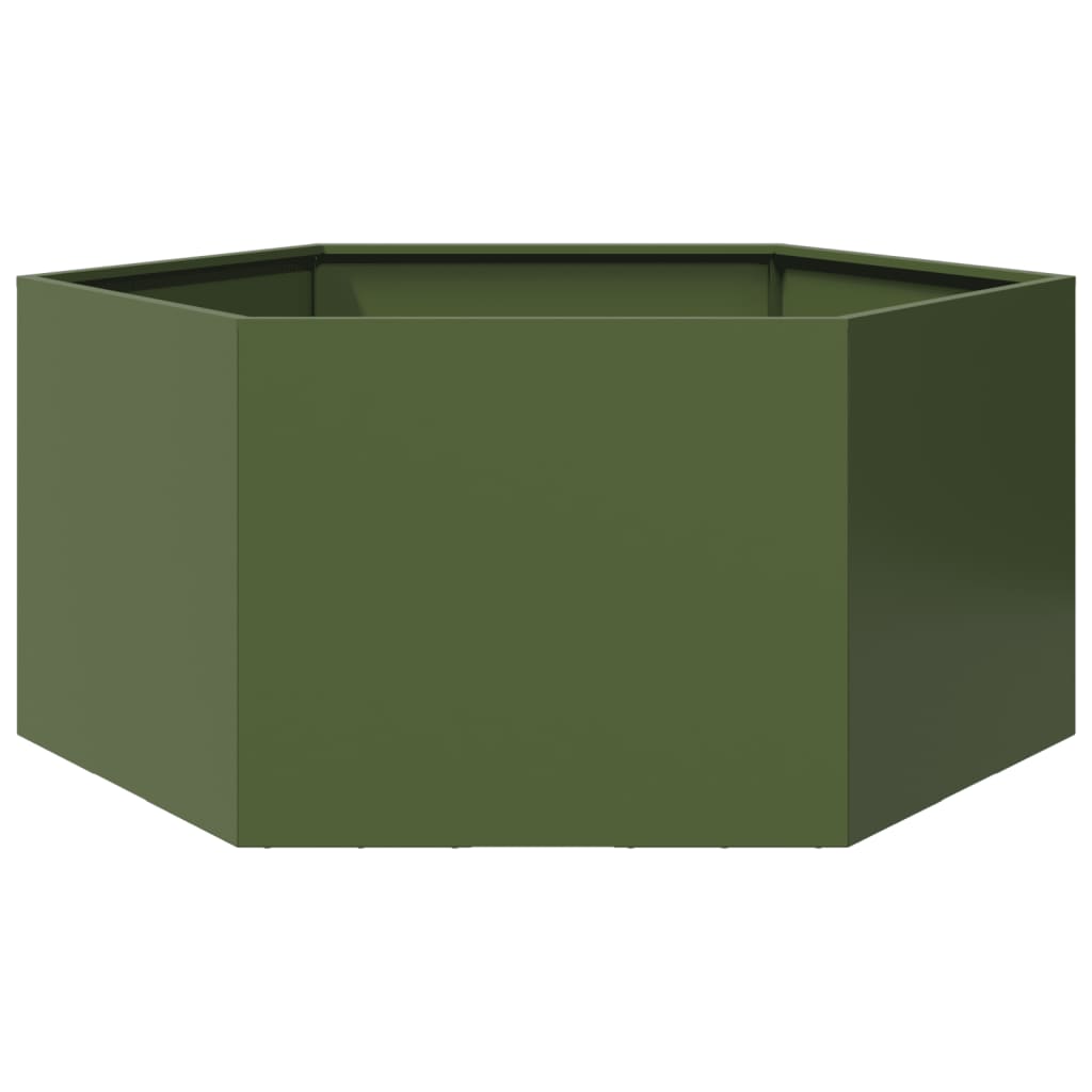 Vidaxx jardinière hexagone 104x90x45 cm acier vert olive