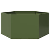 Vidaxx jardinière hexagone 104x90x45 cm acier vert olive