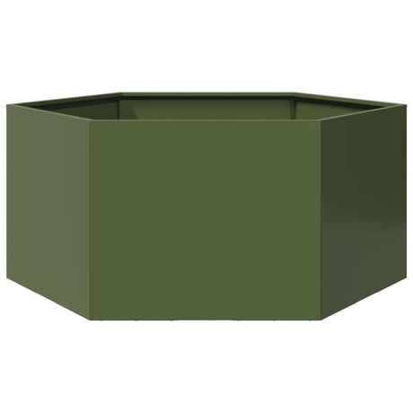 Vidaxx jardinière hexagone 104x90x45 cm acier vert olive