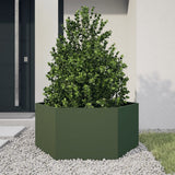 Vidaxx jardinière hexagone 104x90x45 cm acier vert olive