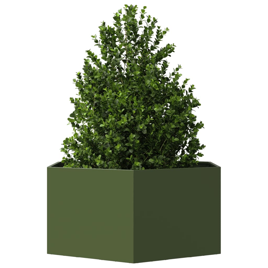 Vidaxx jardinière hexagone 104x90x45 cm acier vert olive