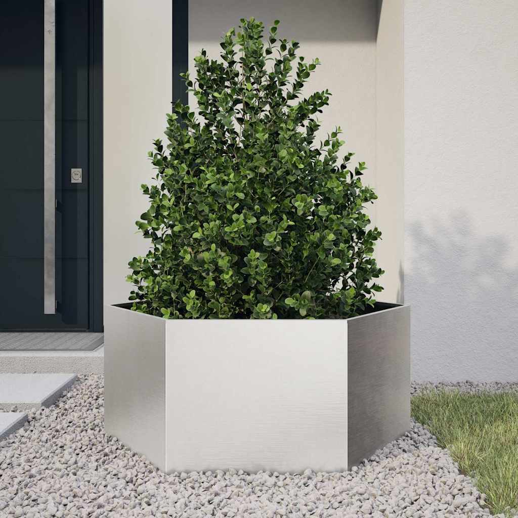 Vidaxx jardinière hexagone 104x90x45 cm acier inoxydable