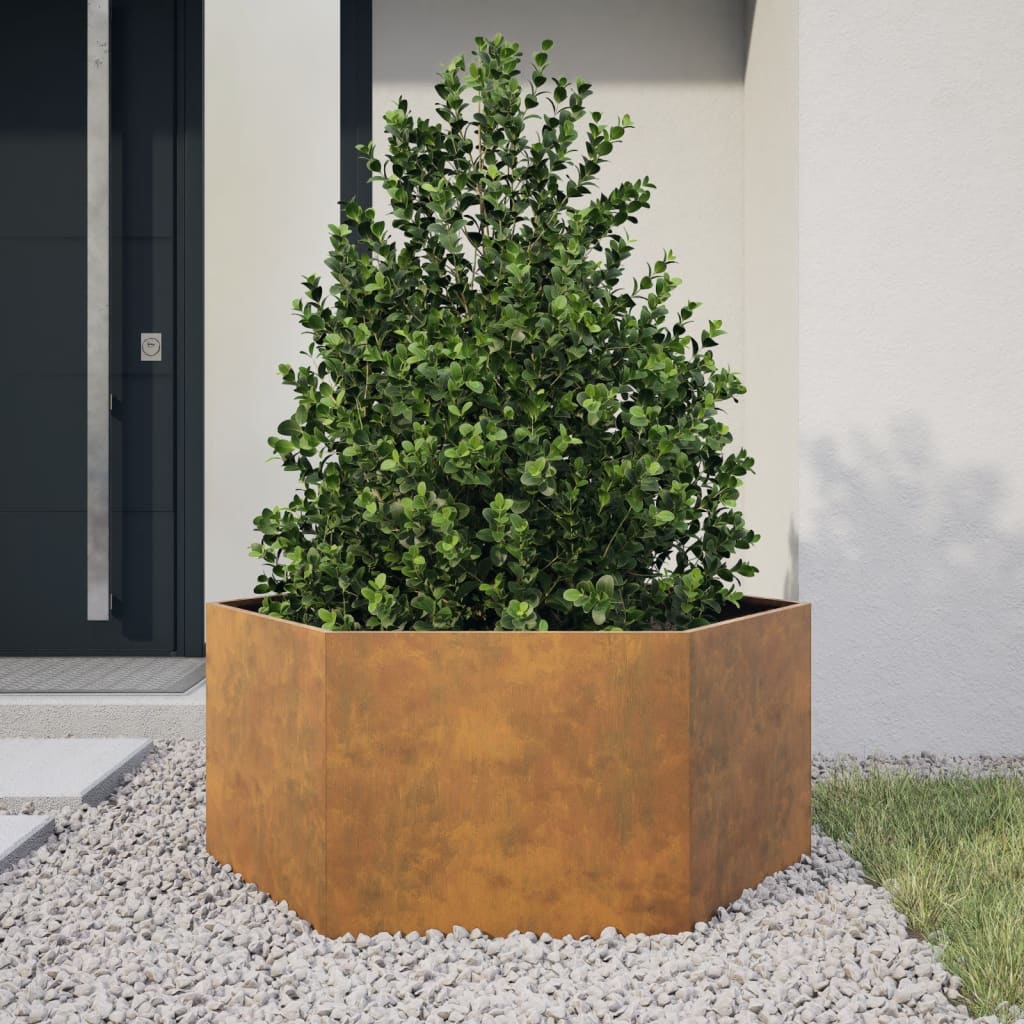 Vidaxx jardinière hexagone 104x90x45 cm acier résistant aux intempéries