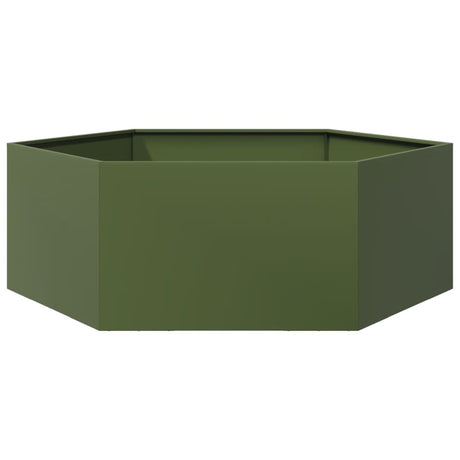 Vidaxx jardinière hexagone 138x120x45 cm acier vert olive