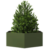 Vidaxx jardinière hexagone 138x120x45 cm acier vert olive