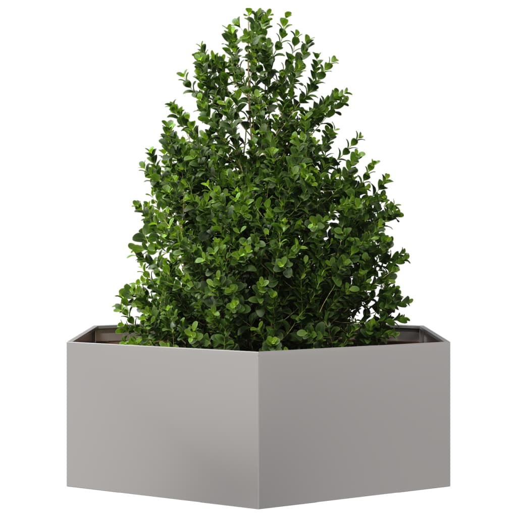 Vidaxl plantenbak zeshoek 138x120x45 cm roestvrijstaal