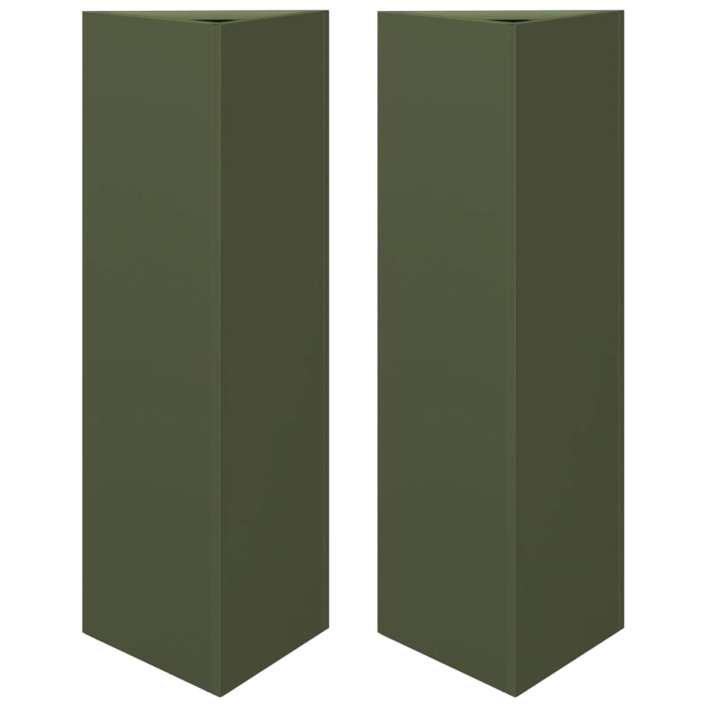 Vidaxx jardinières 2 pcs triangle 30x26x75 cm acier vert olive