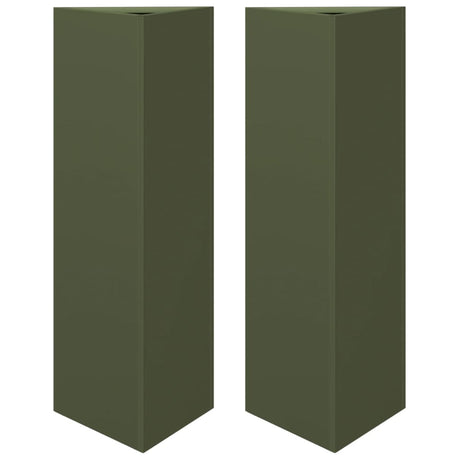 Vidaxx jardinières 2 pcs triangle 30x26x75 cm acier vert olive
