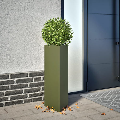 Vidaxx jardinières 2 pcs triangle 30x26x75 cm acier vert olive