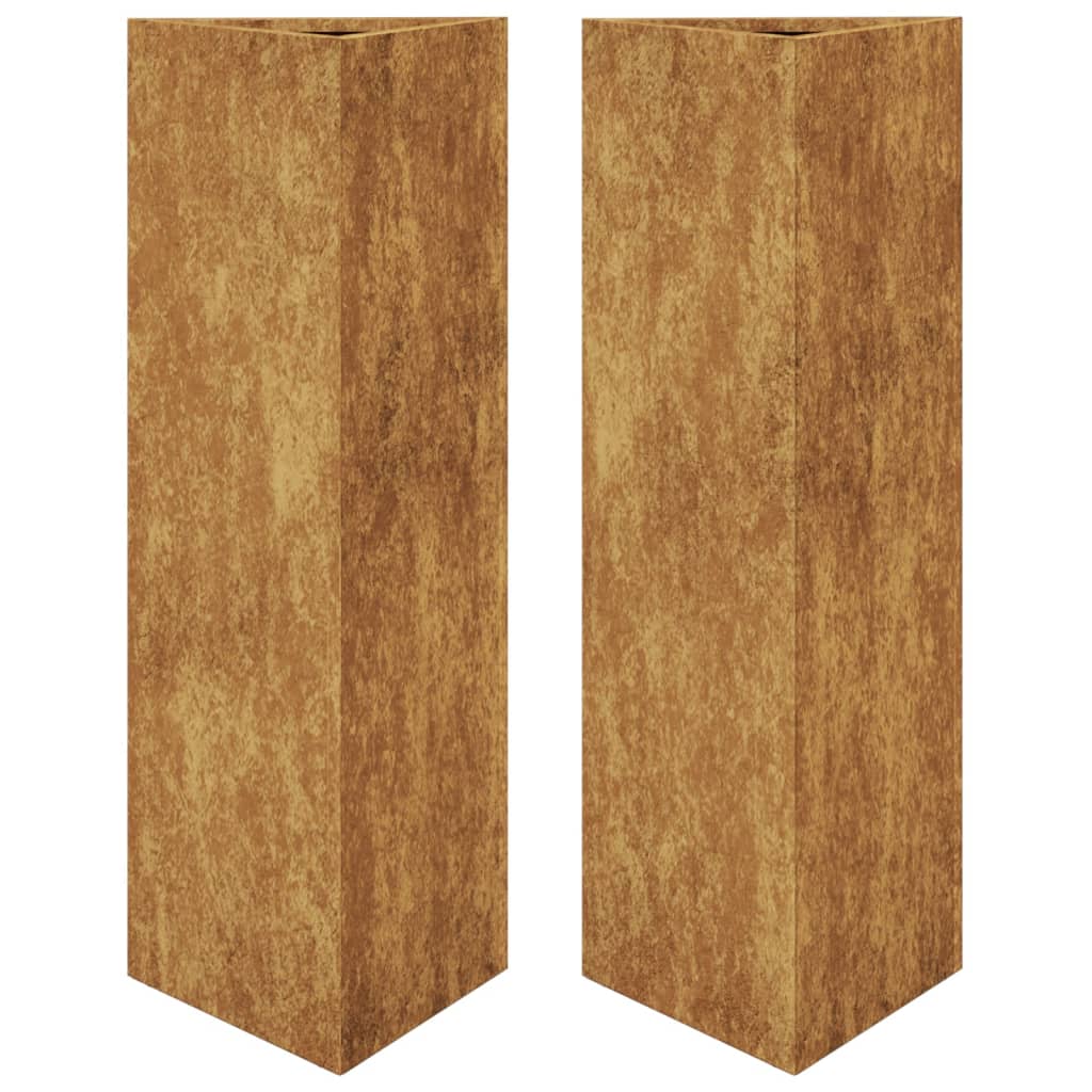 Vidaxx jardinières 2 pcs triangulaire 30x26x75 cm acier résistant aux intempéries
