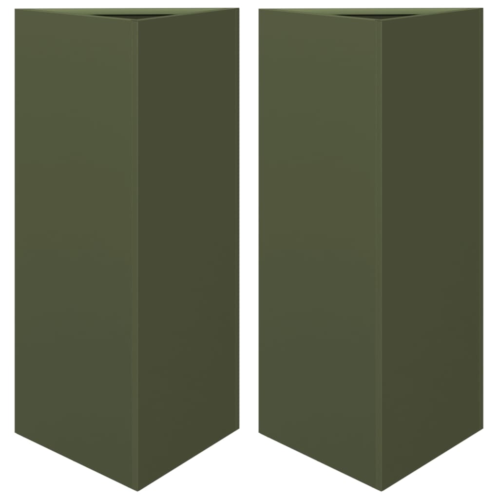 Vidaxx jardinières 2 pcs triangle 40x34,5x70 cm acier vert olive