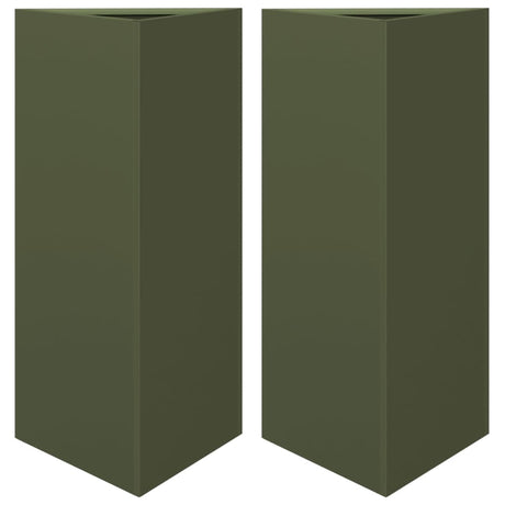 Vidaxx jardinières 2 pcs triangle 40x34,5x70 cm acier vert olive