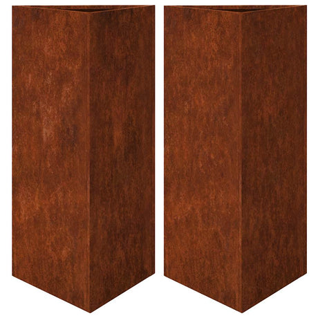 Vidaxx jardinières 2 pcs triangle 40x40x75 cm acier résistant aux intempéries