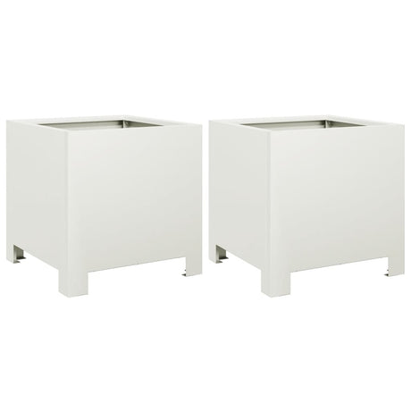 Vidaxx jardinières 2 pcs 30x30x30 cm acier blanc