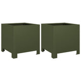 Vidaxx jardinières 2 pcs 30x30x30 cm acier vert olive