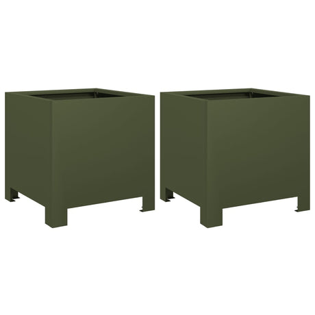 Vidaxx jardinières 2 pcs 30x30x30 cm acier vert olive