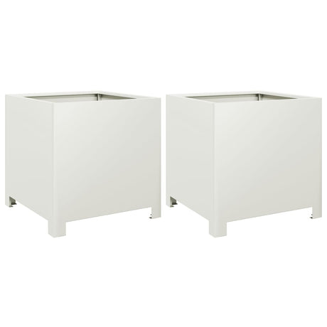 Vidaxx jardinières 2 pcs 40x40x40 cm acier blanc