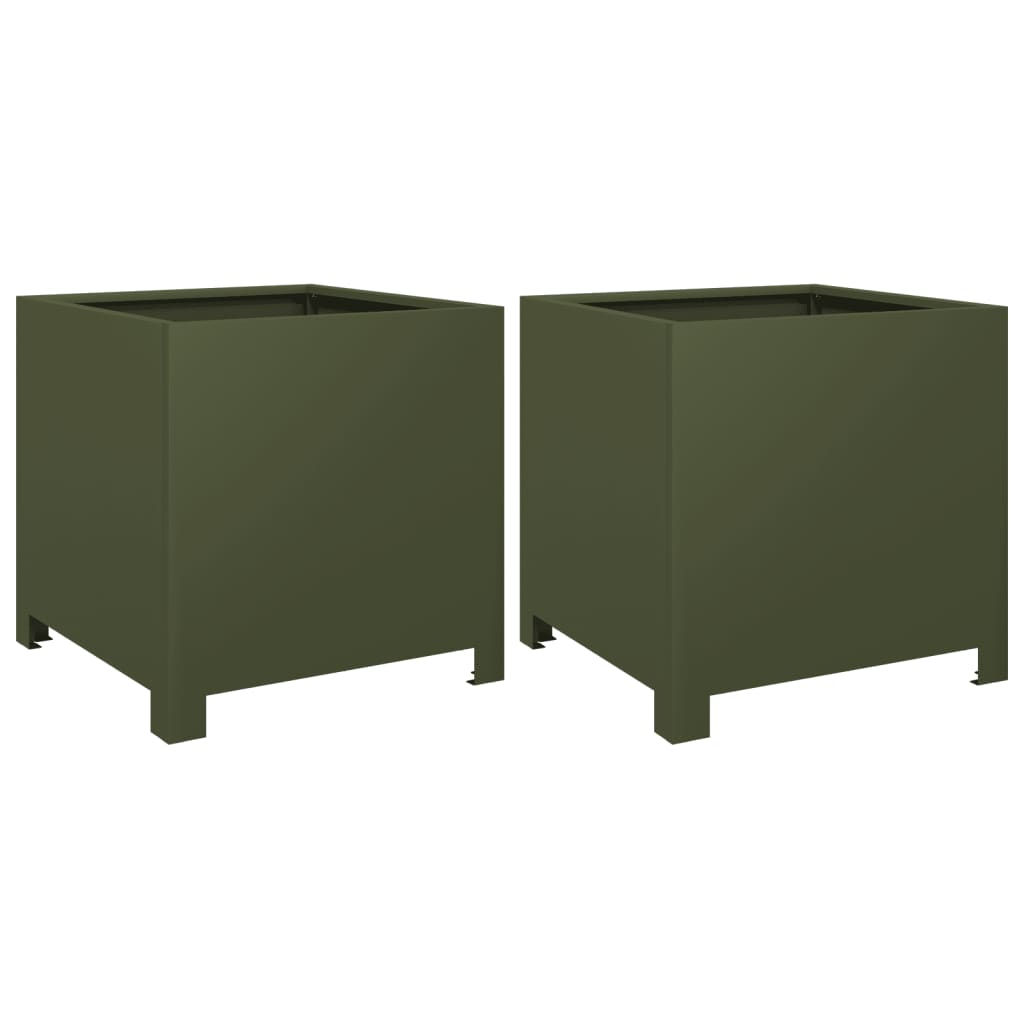 Vidaxx jardinières 2 pcs 40x40x40 cm acier vert olive