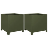 Vidaxx jardinières 2 pcs 40x40x40 cm acier vert olive