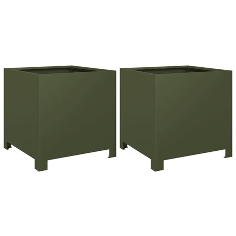 Vidaxx jardinières 2 pcs 40x40x40 cm acier vert olive