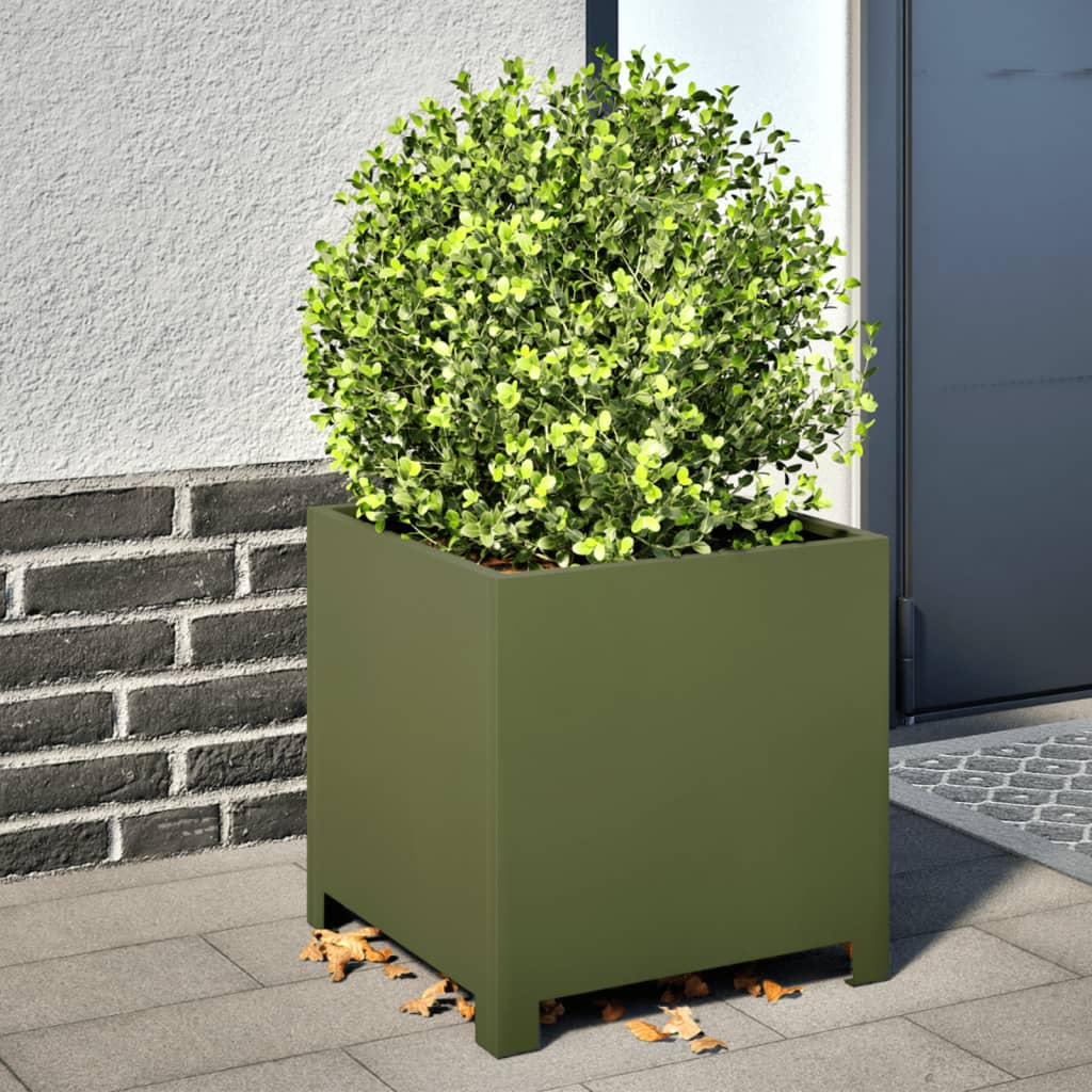 Vidaxx jardinières 2 pcs 40x40x40 cm acier vert olive