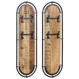 Vidaxx porte-manteaux muraux 2 pcs avec 4 crochets en bois de manguier brut massif