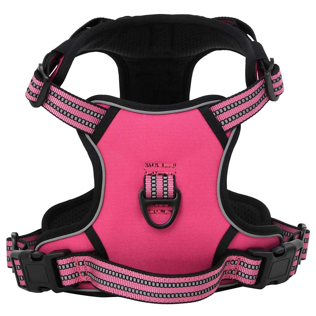 Vidaxl harnais pour chien avec bandes réfléchissantes réglable l rose