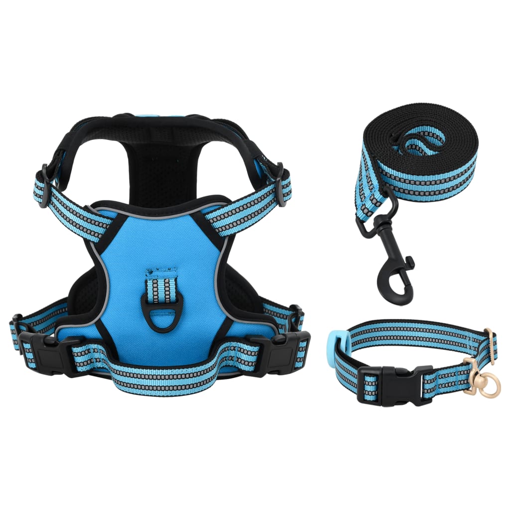 VidaXL harnais pour chien avec laisse et collier réglable s bleu