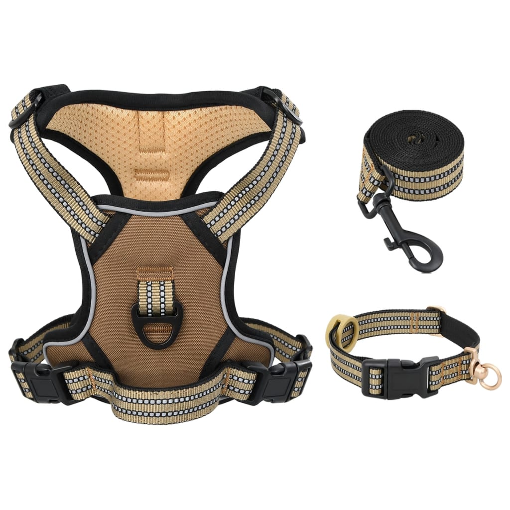 VidaXL harnais pour chien avec laisse et collier réglable s marron