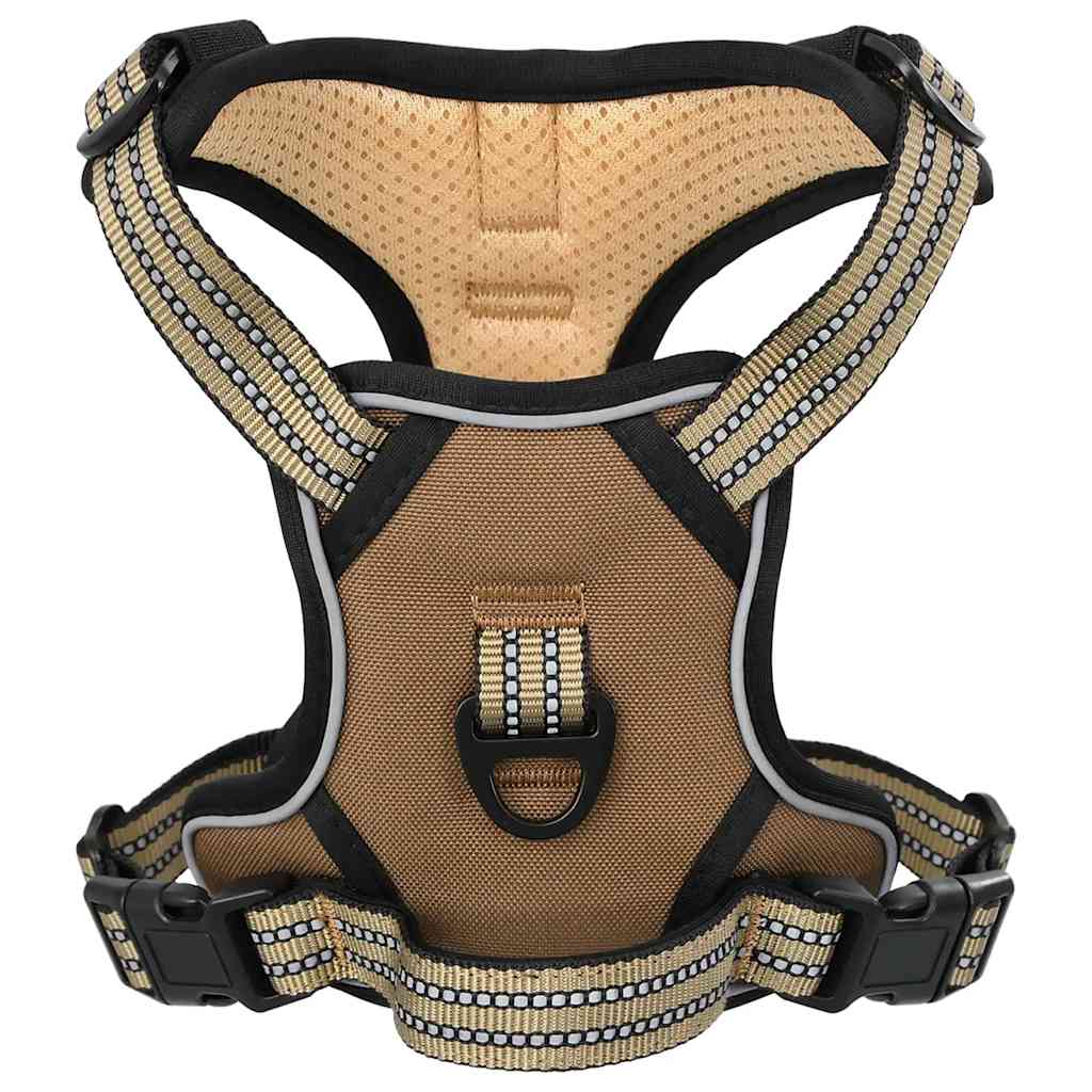 Vidaxl harnais pour chien avec laisse et collier réglable xl marron