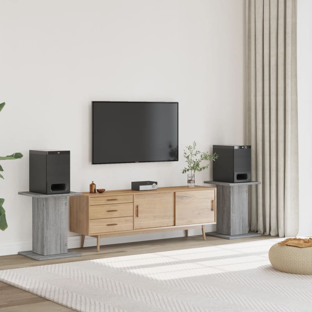 VidaXL supports d'enceintes 2 pcs 30x30x60 cm bois traité gris sonoma