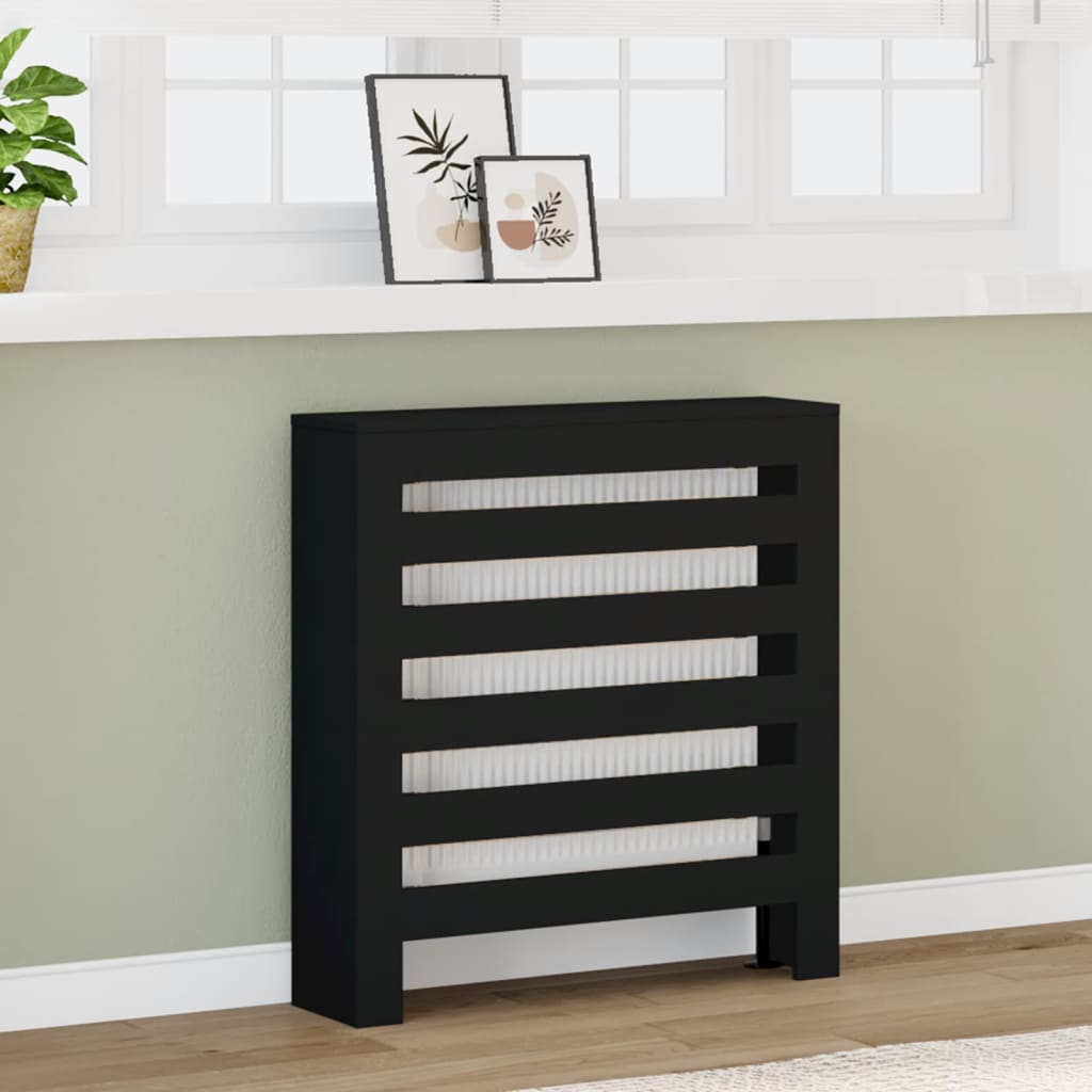 VIDAXL -Radiatorkonstruktion 78x20x82 cm verarbeitetes Holzschwarz