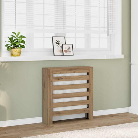Caisson de radiateur Vidaxx 78x20x82 cm en bois ouvragé, coloris chêne artisanal