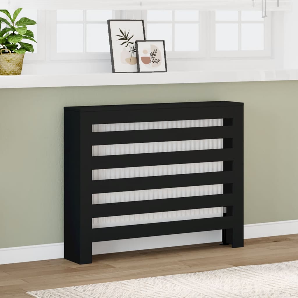 VIDAXL -Radiatorkonstruktion 104x20x82 cm verarbeitetes Holzschwarz