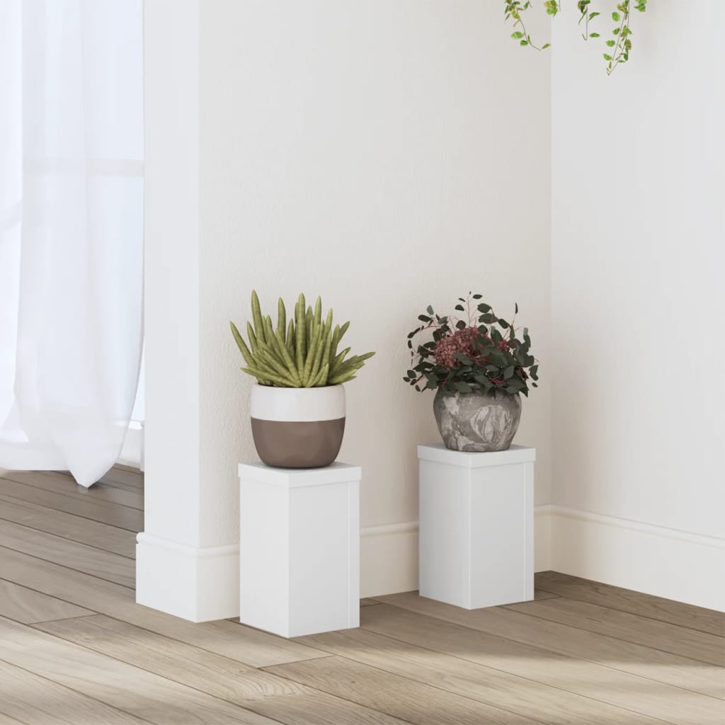 VidaXL supports pour plantes 2 pcs 10x10x18 cm bois d'ingénierie blanc